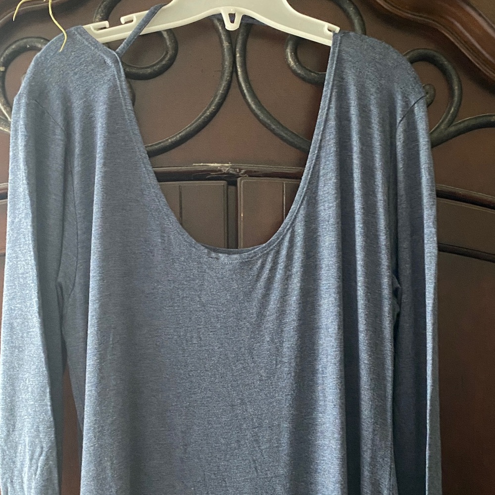 Willi Smith Woman’s Scoop Neck Long Sleeve Dress- Blue